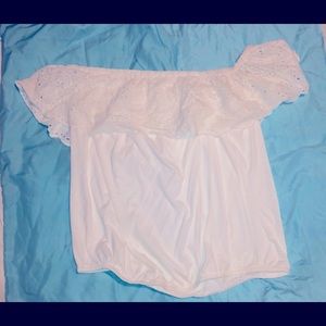 White top elastic around neck and bottom